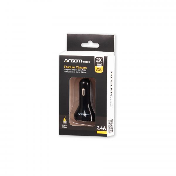 Cargador Argom USB Para Auto 2 Puertos USB