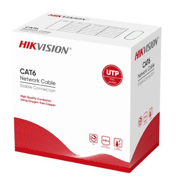 Cable De Red Utp CAT6 Hikvision DS-1LN6-UE-W(O-STD) 23AWG 305M 100% Cobre