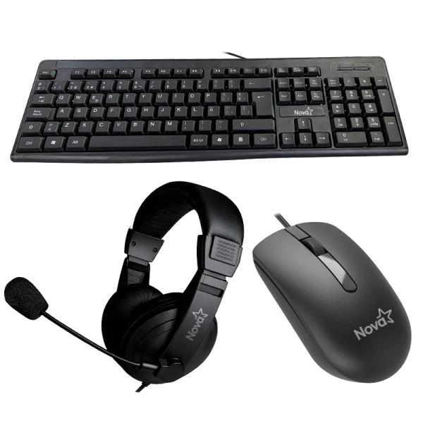 Teclado Mouse Y Headset Nova USB