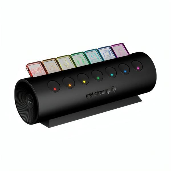 Teclado Streaming + Hub Streamplify 7 Puertos Usb,teclado,mouse,webcam,dispositivo De Carga 7-RGB-US-F-BK