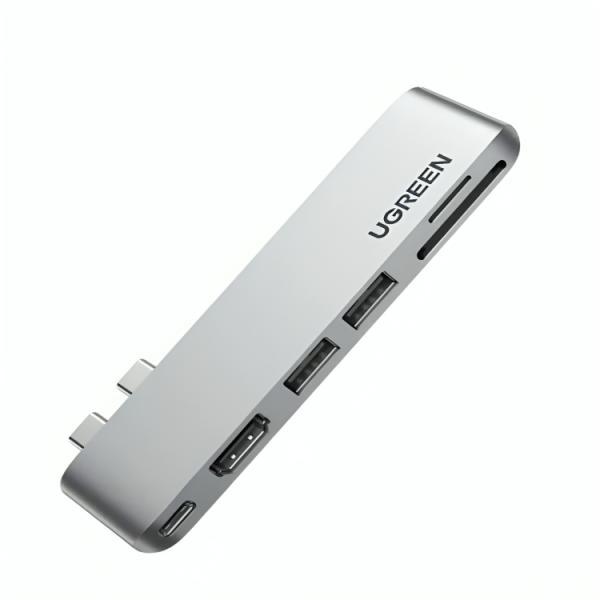 Hub Ugreen CM380 Multifuncional USB-C 2 Puertos USB 3.0 1 Puerto HDMI Rto Para Tarjetas SD/TF Para Macbook AIR/PRO