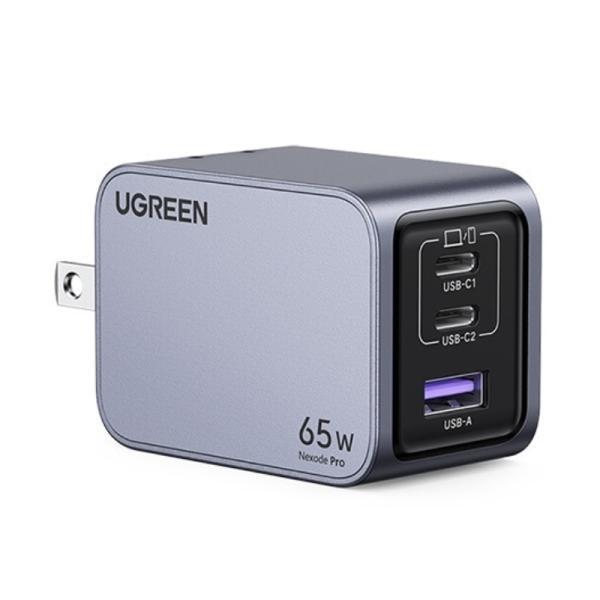 Cargador De Pared Ugreen X755 Nexode Pro 3 Puertos 2 USB-C Y 1 USB-A Carga Rapida 65W