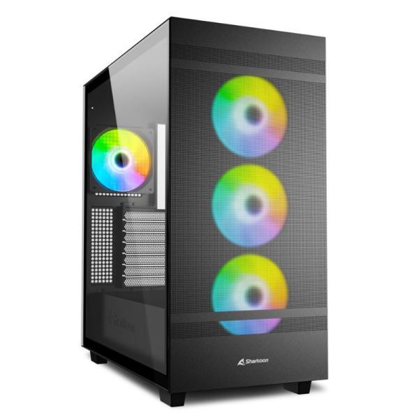 Case Gaming RGB Sharkoon Rebel C50 Mid Tower Ventiladores 4 De 120MM Con Vidrio Lateral Y Malla Frontal