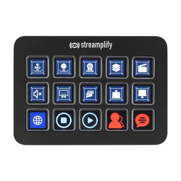 Teclado Streaming Streamplify -LCD 15 Teclas Con Hub Negro
