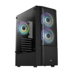 Case RGB Aerocool Quantum MESH-G-BK-V3 Mid Tower Ventiladores 3 De 120MM Con Vidrio Lateral Y Malla Frontal, imagen 1