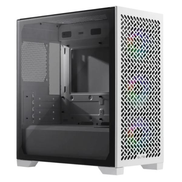 Case RGB Cooler Master Elite 302 White Mini Tower Ventiladores 3 De 120MM Con Vidrio Templado Lateral