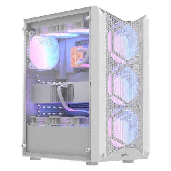 Case Argb Formula V Line Air Power G1 Plus White Mid Tower Ventiladores 6 De 120 Mm Con Malla Frontal Y Vidrio Lateral