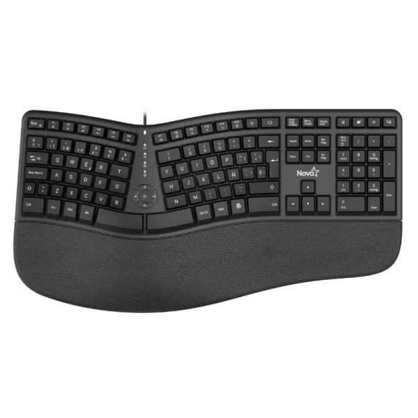 Teclado Nova Ergonomico KMYV82U0001C Membrana Alámbrico USB Español
