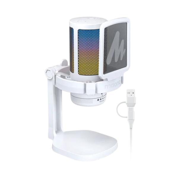 Micrófono Gaming RGB Maono DGM20 White USB / USB-C Con Cancelación De Ruido