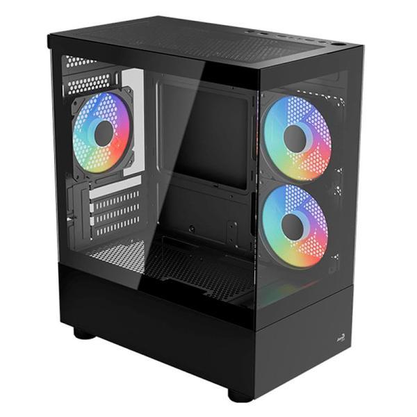 Case RGB Aerocool Viewport MINI-G-BK-V2 Mini Tower Ventiladores 3 De 120MM Con Vidrio Frontal Y Lateral