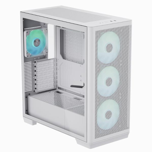 Case RGB Apnx C1-R-WT-V1 Mid Tower Ventiladores 3 De 140MM Y 1 De 120MM Con Malla Frontal Y Lateral