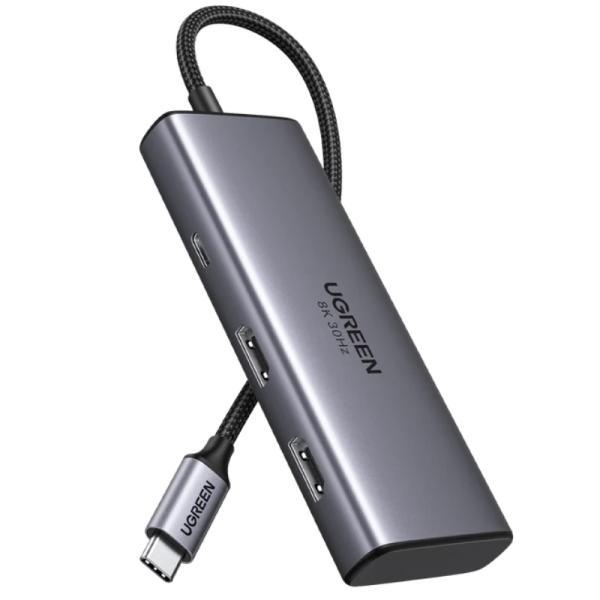 Hub Ugreen CM498 6 En 1 USB-C 2 Puertos HDMI 2 Puertos USB-A Y 2 Puertos USB-C 4K@60HZ