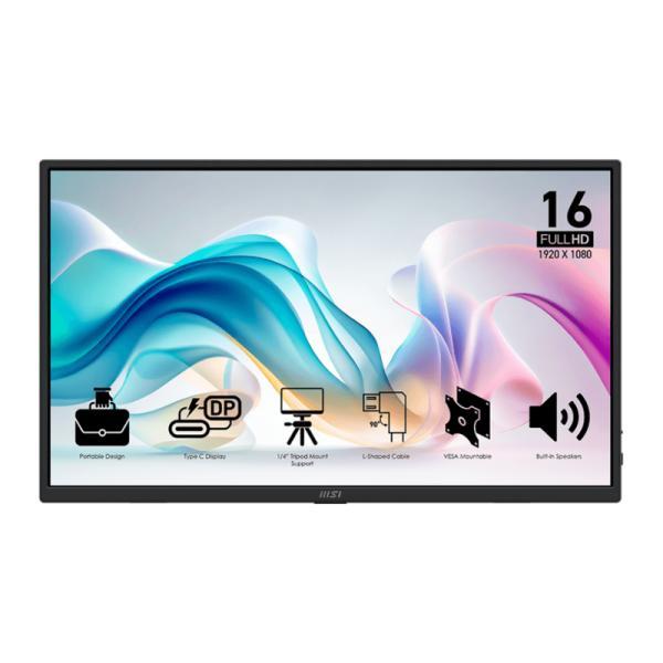 Monitor Msi Pro MP165 E6 15.6 Pulg Plano 1920 X 1080 60HZ Ips