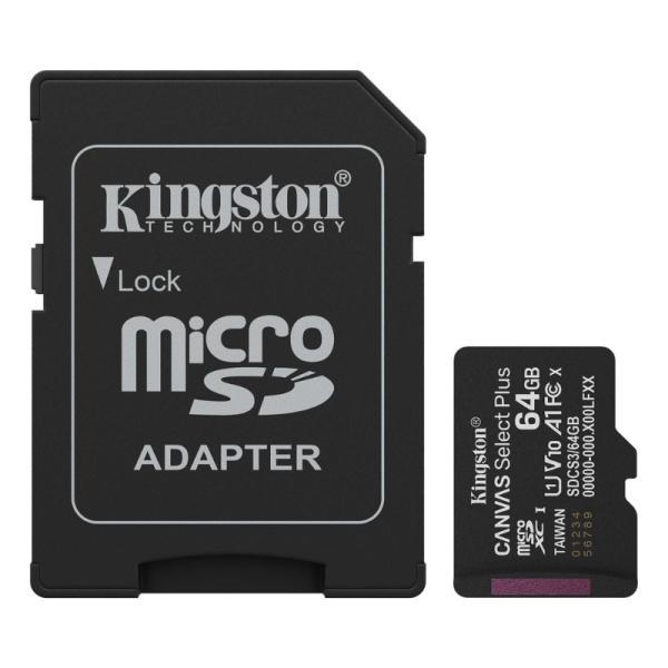 Memoria Micro Sd 64GB Kingston Canvas Select Plus GEN3 Clase 10 UHS-I U1 V10 A1 100 MB/S Dispositivos Android Y Camaras