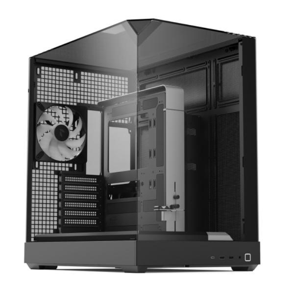 Case Apnx V2-BK-V1 Mid Tower 4 Ventiladores Con Panel Lateral Y Frontal APCM-VI02143.11