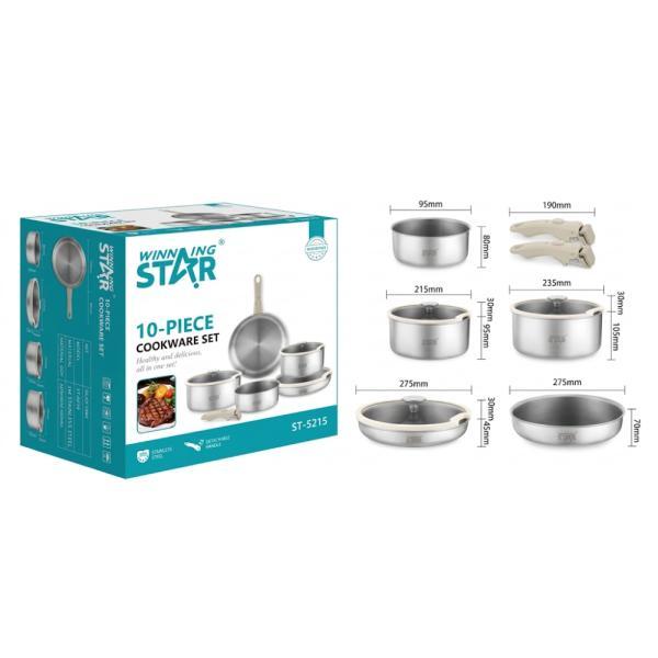 Set De Ollas Winning Star ST-5215 Aleacion Aluminio + Acero 6 Piezas