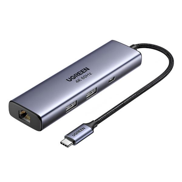 Hub Ugreen CM512 USB-C 6 En 1 1 Displayport 4K@60HZ / 2 USB-A / 1 USB-C Data / 1 RJ45 Gigabit / 1 USB-C Pd 100W 5GBPS