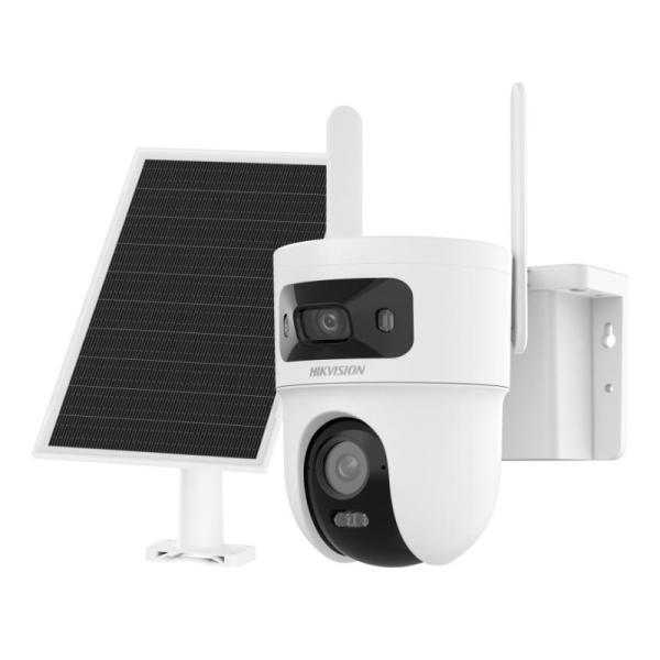 Cámara Pt Dual 4G Solar Hikvision DS-2CFSP8-D/4G(2.8+4MM)(O-STD)/LA 4MP H.265/4G 2.8MM/4MM 30M IR/LUZ Blanca Audio Bidireccional