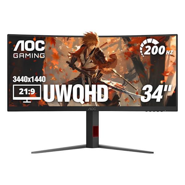 Monitor Gaming Aoc CU34G4H 34 Pulg Curvo 3440X1440 Uwqhd 200 Hz Va Freesync Adaptive Sync HDMI Displayport Hdr
