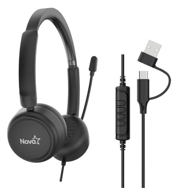 Headset Nova Alámbrico USB-C Microfono Incluido Enc